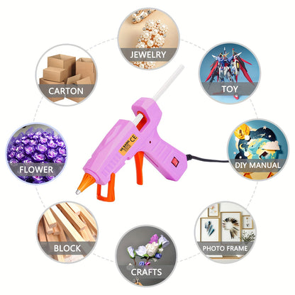 30W Pink Craft Glue Gun Set with 30 Long Glue Sticks – Manual Hot Glue Gun with Plug Combo for DIY Crafts