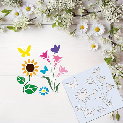 16-Piece Reusable Floral and Nature Stencil Set 5x5 Inch for Wall Art, Furniture, Canvas, and Home Decor Painting