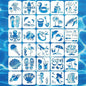 30-Piece Reusable Ocean-Themed Stencil Set 3x3 Inch for DIY Crafts, Walls, Furniture, Fabric, and Home Decor