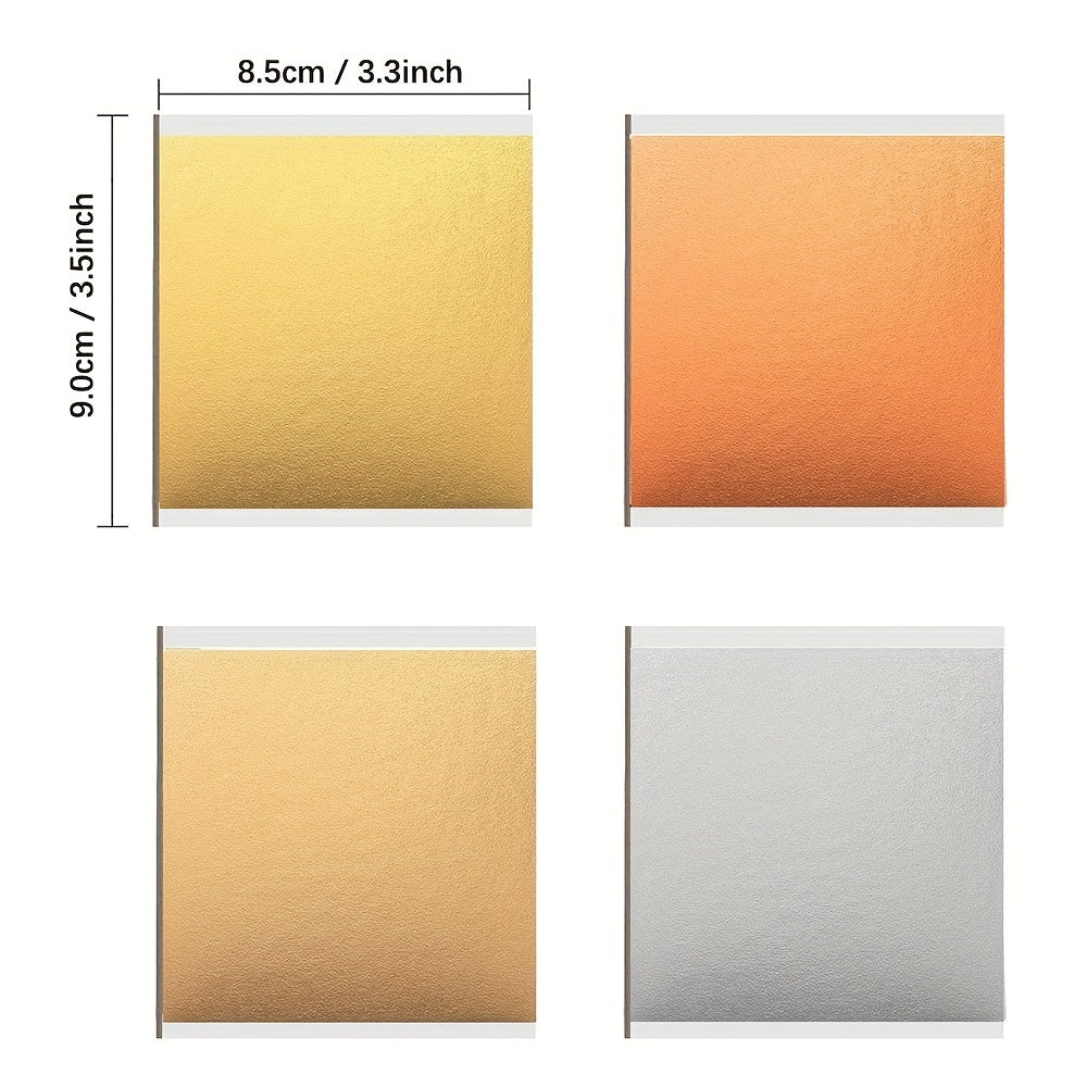 100pcs per pack Gold, Silver, Copper & Rose Gold Foil Leaves – Durable Decorative Sheets for DIY Crafts