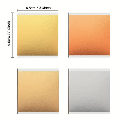 100pcs per pack Gold, Silver, Copper & Rose Gold Foil Leaves – Durable Decorative Sheets for DIY Crafts