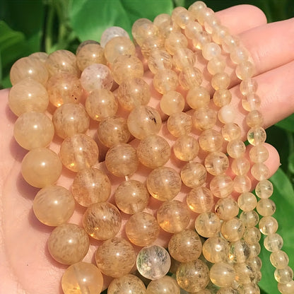 Natural Citrine Quartz Round Beads 4mm to 12mm Loose Gemstone Beads for Jewelry Making DIY Bracelets Necklaces Stone Bead Assortment