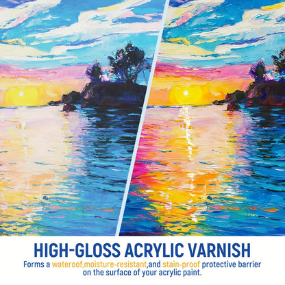 Non-Yellowing Gloss Acrylic Varnish 100 ml (3.5 fl oz) – Fast-Drying Protective Sealant for Canvas, Paper, Fabric, Metal, and Glass