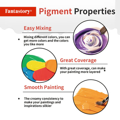 Acrylic Paint Set – 24 Classic Colors (2oz/60ml) + 12 Brushes | Professional Art Supplies Kit