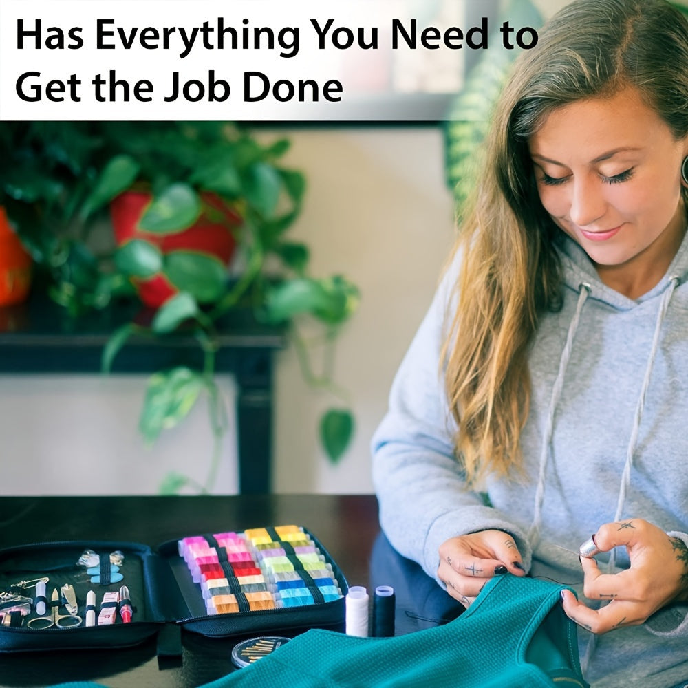 Portable Sewing Kit with 100 Accessories, 24-Color Thread, Needle & Thread Travel Kit for Small Fixes & Emergency Repairs