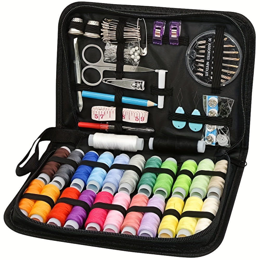Portable Sewing Kit with 100 Accessories, 24-Color Thread, Needle & Thread Travel Kit for Small Fixes & Emergency Repairs