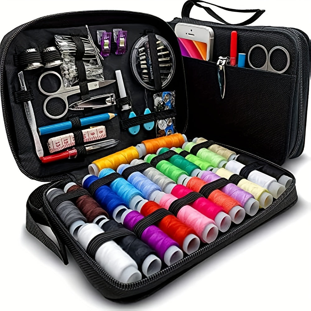 Portable Sewing Kit with 100 Accessories, 24-Color Thread, Needle & Thread Travel Kit for Small Fixes & Emergency Repairs