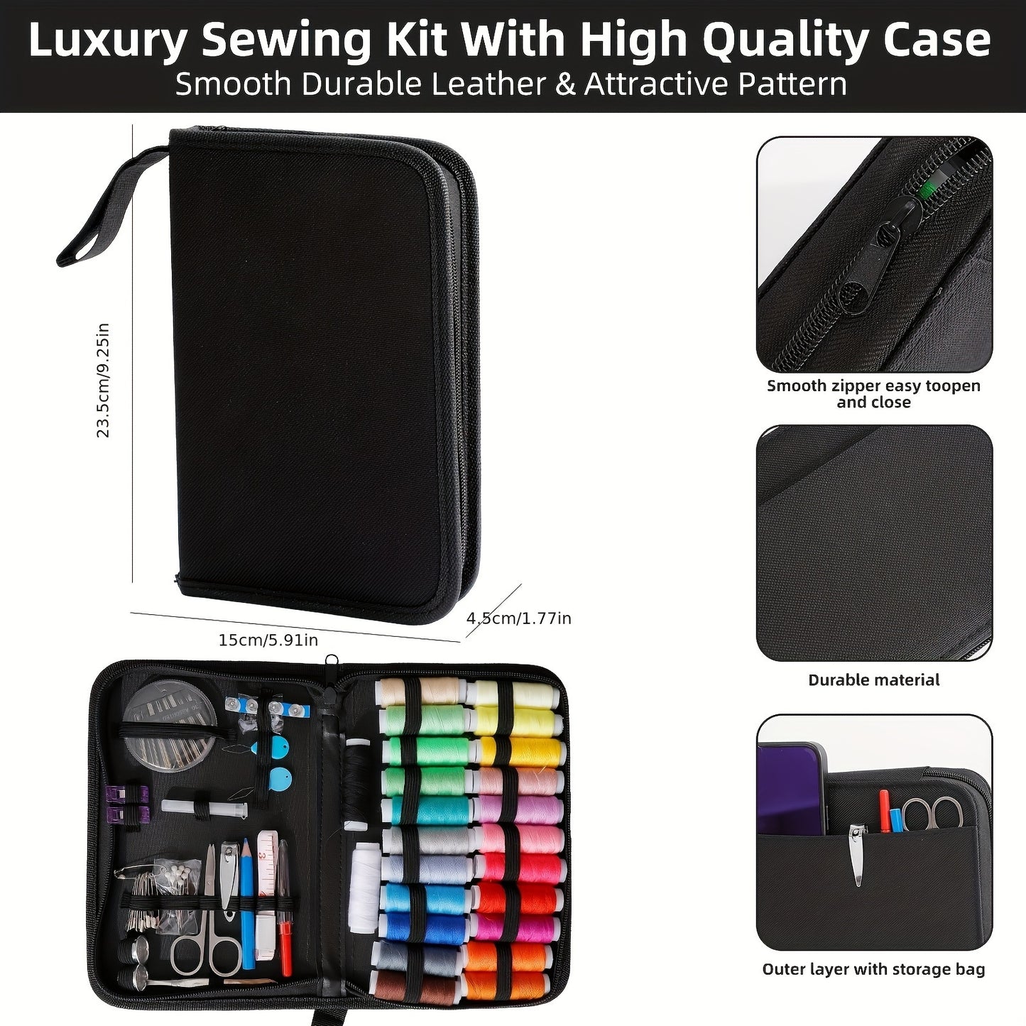 Portable Sewing Kit with 100 Accessories, 24-Color Thread, Needle & Thread Travel Kit for Small Fixes & Emergency Repairs