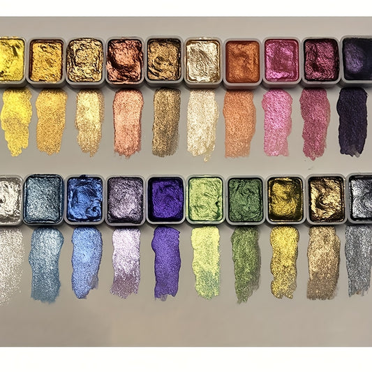 Watercolor Paint Set – 24 Handmade Metallic Colors | Art & DIY Crafts