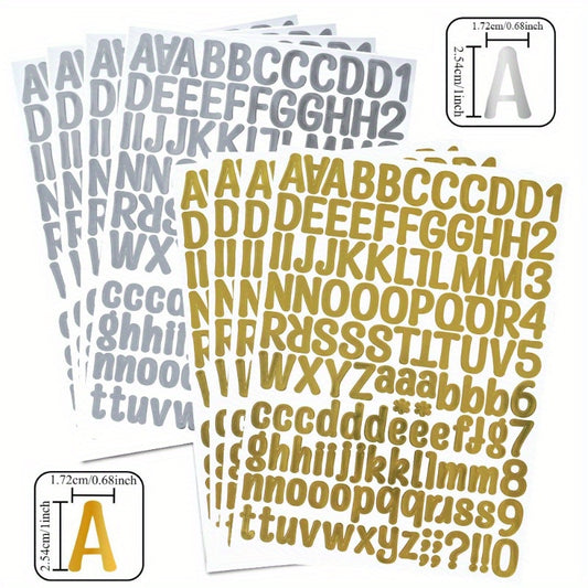 252pcs Gold & Silver Alphabet Stickers | A-Z & 0-9 Self-Adhesive Set for Crafts & Gifts