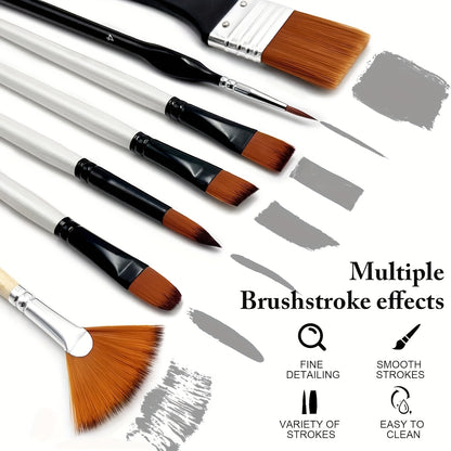 32-Piece Paint Brushes Set – Premium Nylon Bristles for Acrylic, Oil & Watercolor Painting