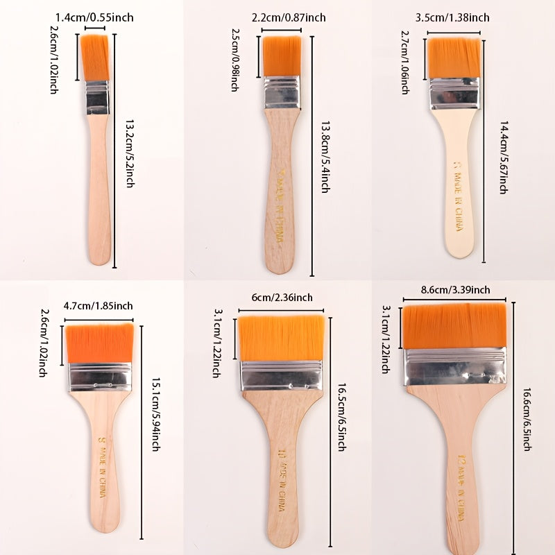 6PCS Nylon Brush Set Large Medium Small Sizes Multi Purpose Brushes