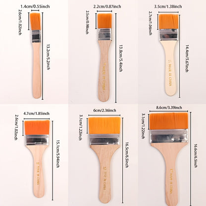 6PCS Nylon Brush Set Large Medium Small Sizes Multi Purpose Brushes