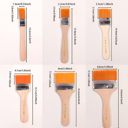 6PCS Nylon Brush Set Large Medium Small Sizes Multi Purpose Brushes