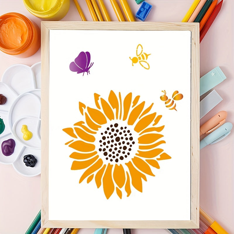 16-Piece Reusable Floral and Nature Stencil Set 5x5 Inch for Wall Art, Furniture, Canvas, and Home Decor Painting