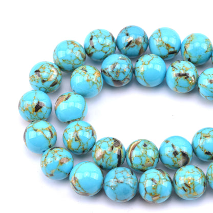 Natural Blue Shell Turquoise Stone Round Loose Beads – 4mm / 6mm / 8mm / 10mm / 12mm