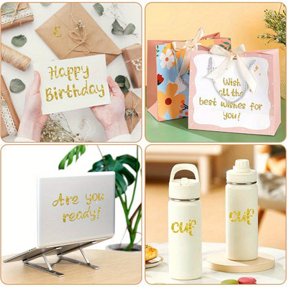 8 or 16 Sheets Golden & Silver Cursive Letter Stickers – 1 Inch Glitter Alphabet Stickers