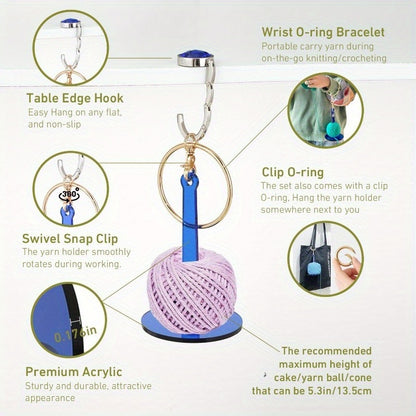 Portable Wrist Yarn Holder – No-Tangle Yarn Spinner for Knitting & Crocheting