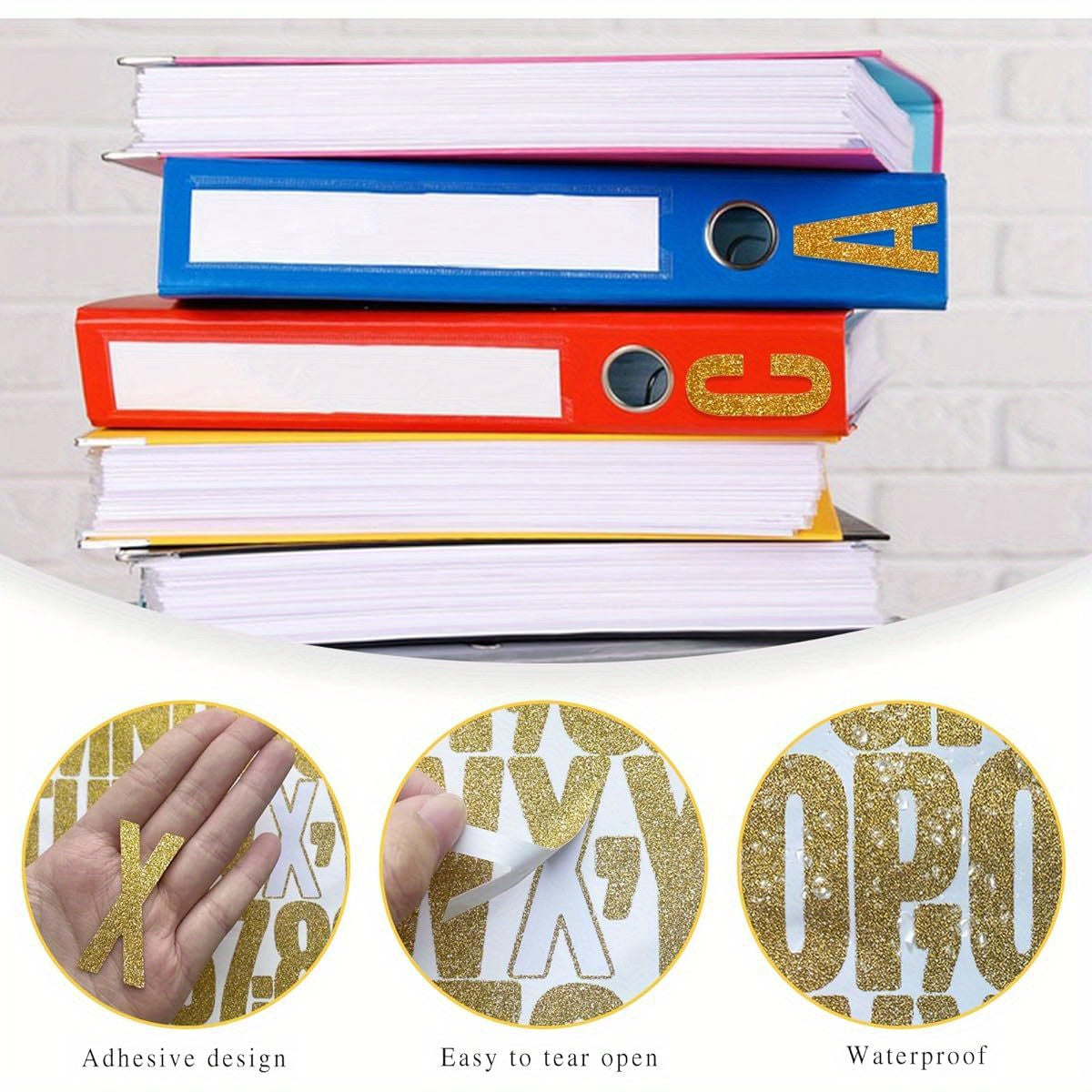 470pcs Large Gold Glitter Letter & Number Stickers – 2 Inch Self-Adhesive Alphabet Decals