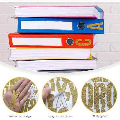 470pcs Large Gold Glitter Letter & Number Stickers – 2 Inch Self-Adhesive Alphabet Decals