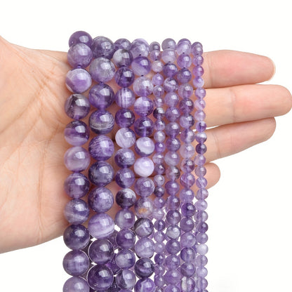 Natural Purple Amethyst Round Beads – 4mm/6mm/8mm/10mm/12mm