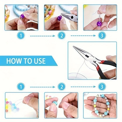 8pcs Jewelry Making Tools Kit with Round Nose Pliers Needle Nose Pliers Diagonal Pliers Wire Cutters Zinc Iron Alloy for DIY Jewelry Repair and Craft