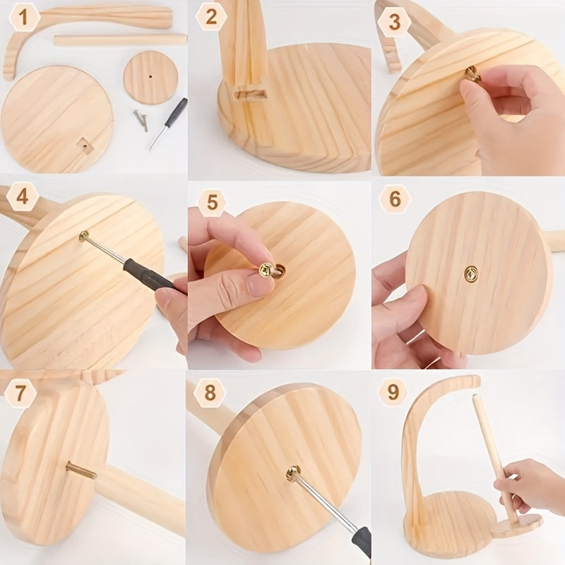 Magnetic Wooden Yarn Spool Holder – Solid Pine Wood- Tangle Free