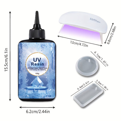 Resin Mold Jewelry Making Kit with Light & Casting Models – 100g / 200g / 300g Transparent Epoxy Resin Set