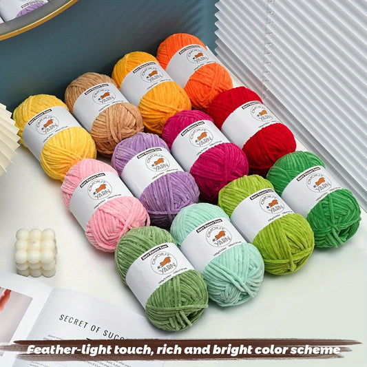 Soft Fluffy Velvet Yarn for Crocheting – Chunky Chenille Yarn, 131 yards/per skein
