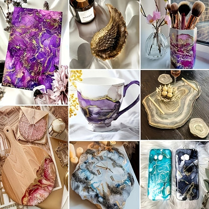 12-Color Metallic Ink Set – Aurora Alcohol-Based Inks for Epoxy, Resin, and Acrylic Pouring
