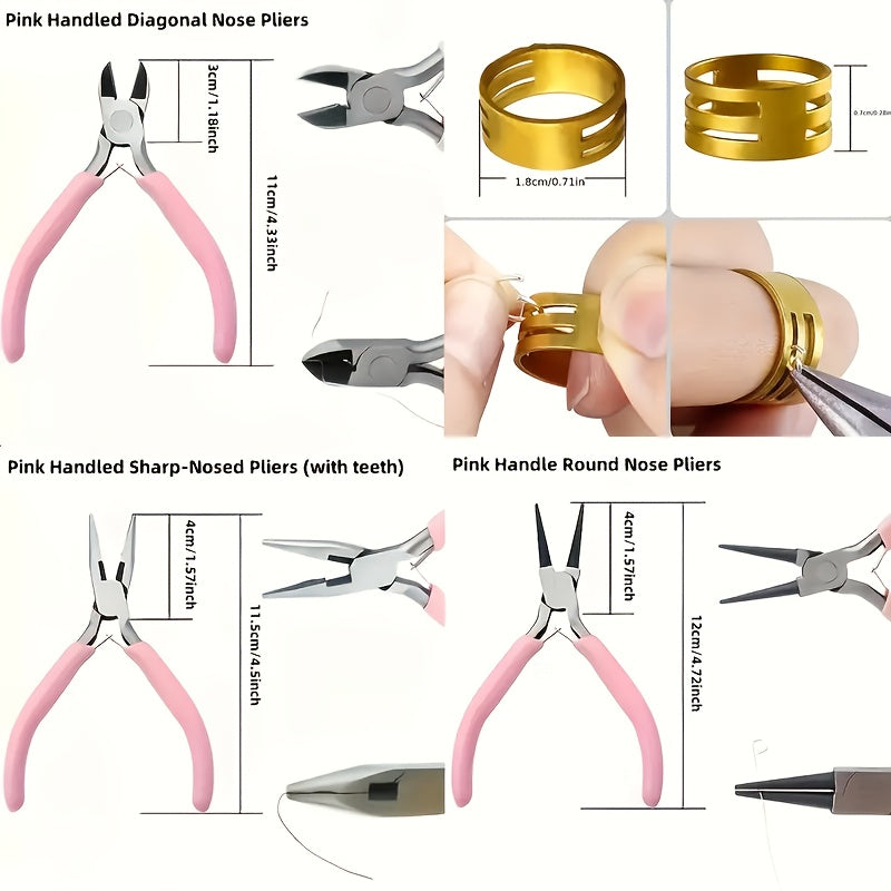 8pcs Jewelry Making Tools Kit with Round Nose Pliers Needle Nose Pliers Diagonal Pliers Wire Cutters Zinc Iron Alloy for DIY Jewelry Repair and Craft