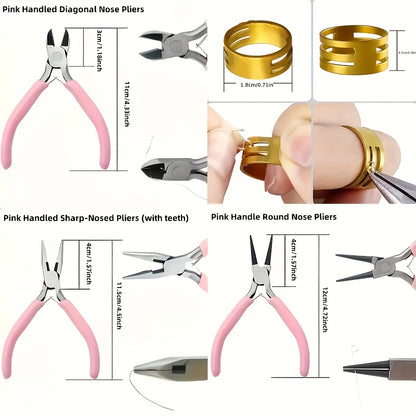 8pcs Jewelry Making Tools Kit with Round Nose Pliers Needle Nose Pliers Diagonal Pliers Wire Cutters Zinc Iron Alloy for DIY Jewelry Repair and Craft