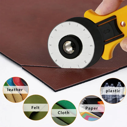 2 sizes 28mm & 45mm Rotary Cutter with Scale – Precision Cutting Tool for Leather, Fabric, Quilting & DIY Crafts