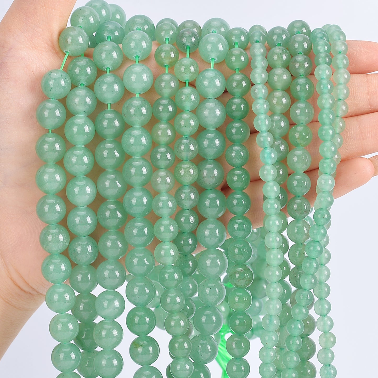 Natural Green Jade Round Beads – 8mm & 12mm