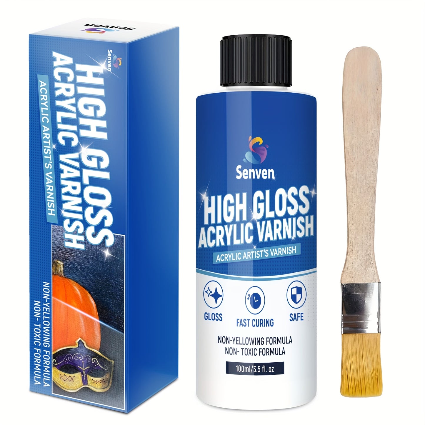 Non-Yellowing Gloss Acrylic Varnish 100 ml (3.5 fl oz) – Fast-Drying Protective Sealant for Canvas, Paper, Fabric, Metal, and Glass