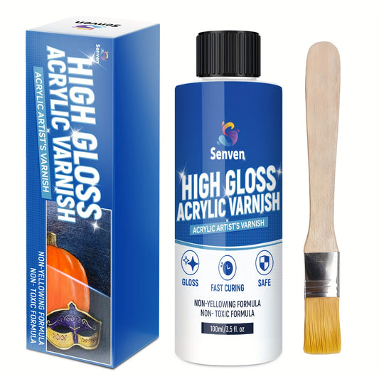 Non-Yellowing Gloss Acrylic Varnish 100 ml (3.5 fl oz) – Fast-Drying Protective Sealant for Canvas, Paper, Fabric, Metal, and Glass