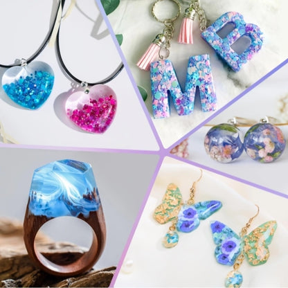 Resin Mold Jewelry Making Kit with Light & Casting Models – 100g / 200g / 300g Transparent Epoxy Resin Set