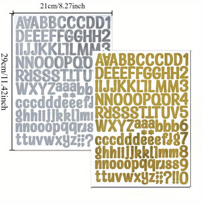 252pcs Gold & Silver Alphabet Stickers | A-Z & 0-9 Self-Adhesive Set for Crafts & Gifts
