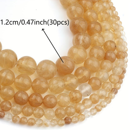 Natural Citrine Quartz Round Beads 4mm to 12mm Loose Gemstone Beads for Jewelry Making DIY Bracelets Necklaces Stone Bead Assortment