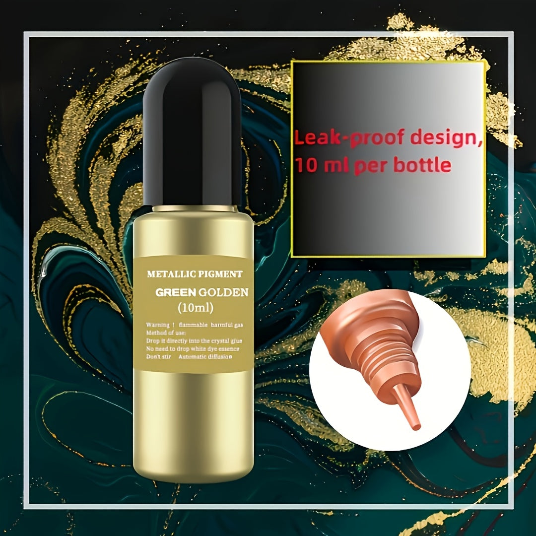 12-Color Metallic Ink Set – Aurora Alcohol-Based Inks for Epoxy, Resin, and Acrylic Pouring