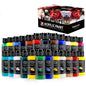 Acrylic Paint Set – 24 Classic Colors (2oz/60ml) + 12 Brushes | Professional Art Supplies Kit