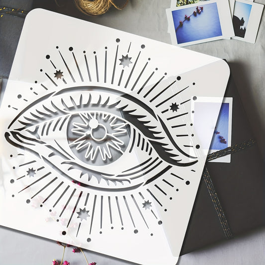 Reusable Evil Eye Stencil 11.8x11.8 Inch for DIY Wall Art, Home Decor, Fabric, and Craft Projects