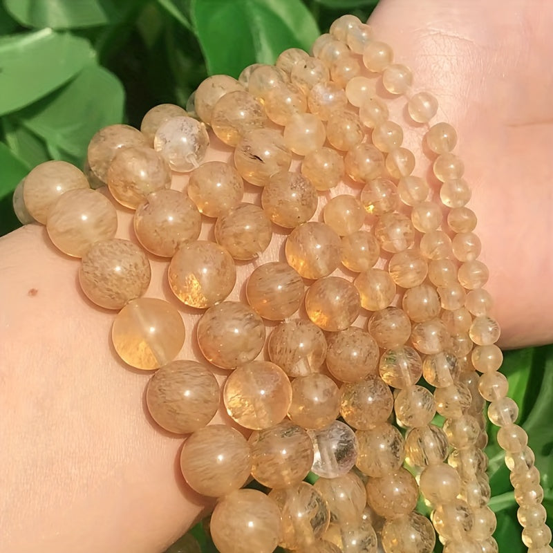 Natural Citrine Quartz Round Beads 4mm to 12mm Loose Gemstone Beads for Jewelry Making DIY Bracelets Necklaces Stone Bead Assortment
