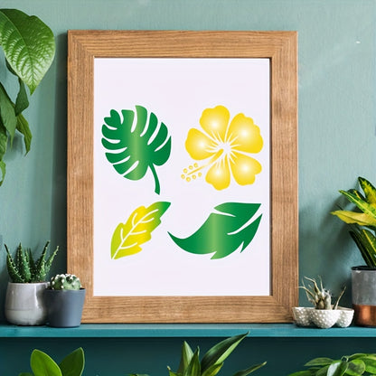 16-Piece Reusable Floral and Nature Stencil Set 5x5 Inch for Wall Art, Furniture, Canvas, and Home Decor Painting