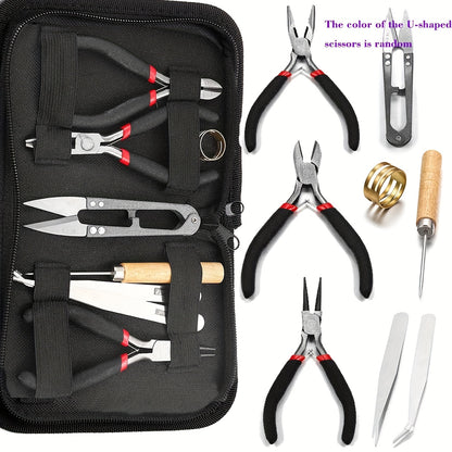 8pcs Jewelry Making Tools Kit with Round Nose Pliers Needle Nose Pliers Diagonal Pliers Wire Cutters Zinc Iron Alloy for DIY Jewelry Repair and Craft