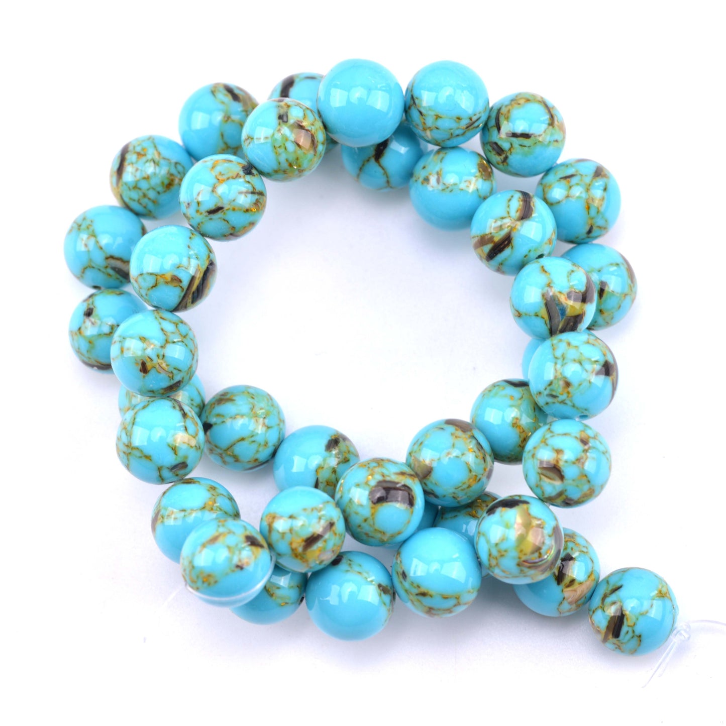 Natural Blue Shell Turquoise Stone Round Loose Beads – 4mm / 6mm / 8mm / 10mm / 12mm