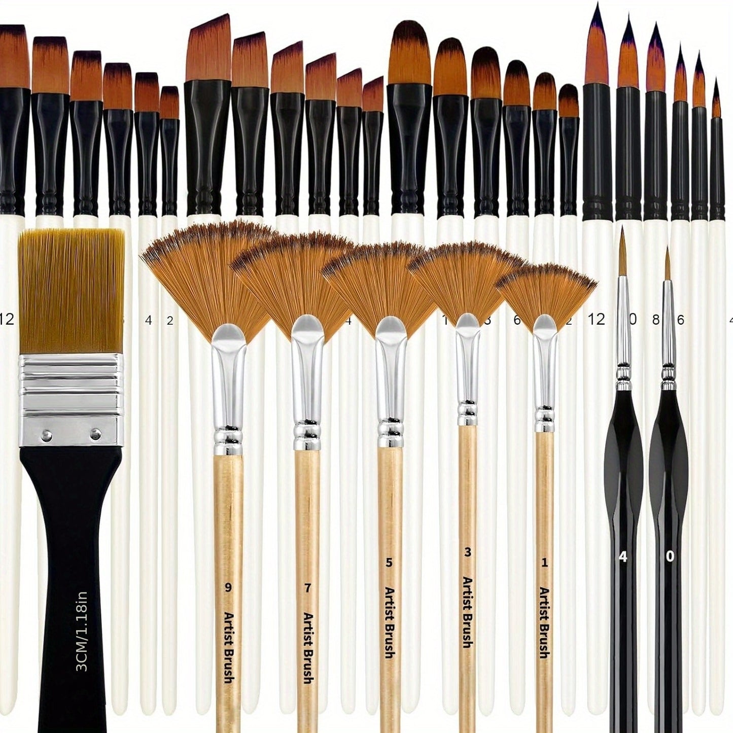 32-Piece Paint Brushes Set – Premium Nylon Bristles for Acrylic, Oil & Watercolor Painting