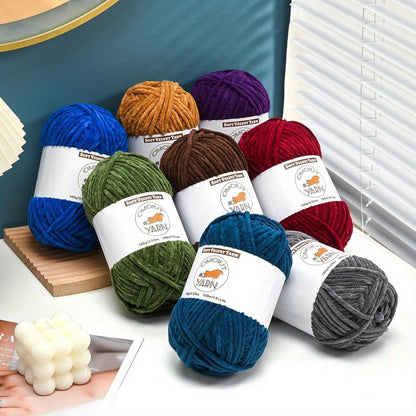 Soft Fluffy Velvet Yarn for Crocheting – Chunky Chenille Yarn, 131 yards/per skein