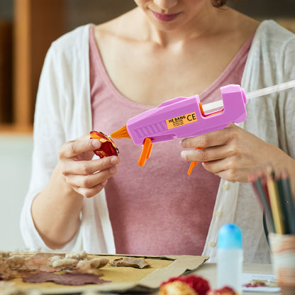 30W Pink Craft Glue Gun Set with 30 Long Glue Sticks – Manual Hot Glue Gun with Plug Combo for DIY Crafts
